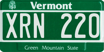 VT license plate XRN220