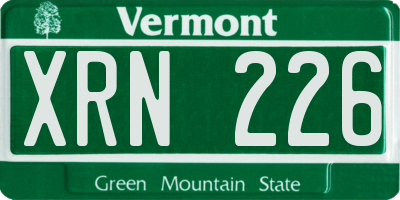 VT license plate XRN226