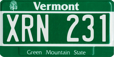 VT license plate XRN231