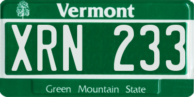 VT license plate XRN233