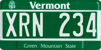 VT license plate XRN234