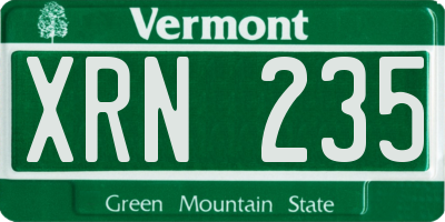 VT license plate XRN235