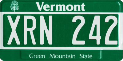 VT license plate XRN242