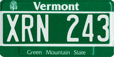 VT license plate XRN243
