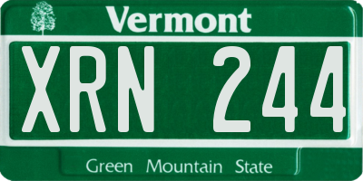 VT license plate XRN244