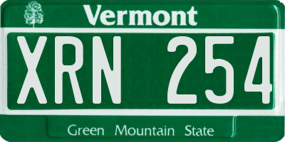VT license plate XRN254