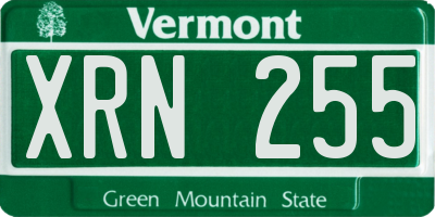 VT license plate XRN255