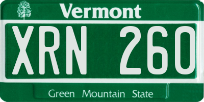 VT license plate XRN260