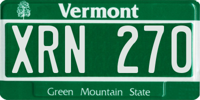 VT license plate XRN270