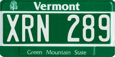 VT license plate XRN289