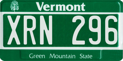 VT license plate XRN296