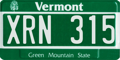 VT license plate XRN315
