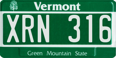 VT license plate XRN316