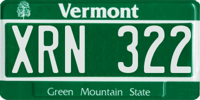 VT license plate XRN322
