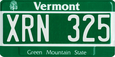 VT license plate XRN325