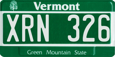 VT license plate XRN326