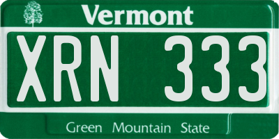 VT license plate XRN333