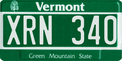 VT license plate XRN340