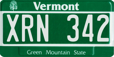 VT license plate XRN342