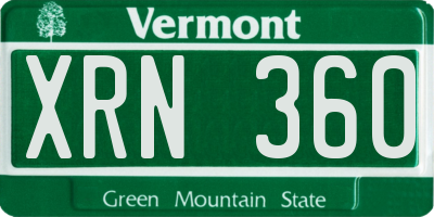 VT license plate XRN360