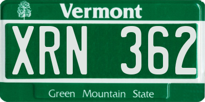 VT license plate XRN362