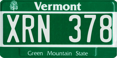 VT license plate XRN378