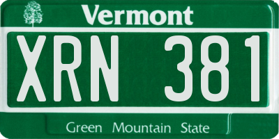 VT license plate XRN381