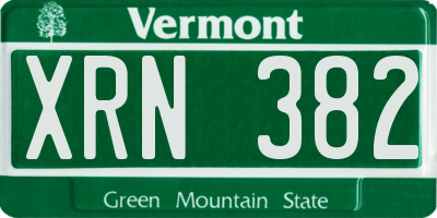 VT license plate XRN382