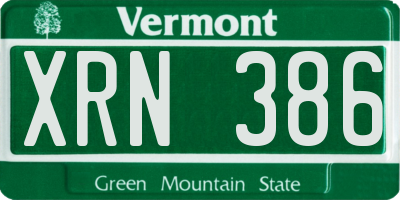 VT license plate XRN386