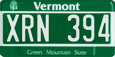 VT license plate XRN394