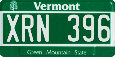VT license plate XRN396