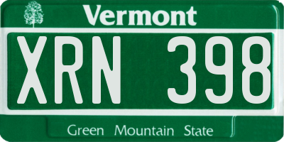 VT license plate XRN398