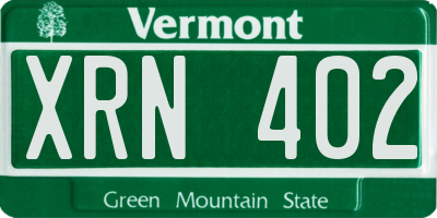 VT license plate XRN402