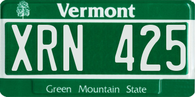 VT license plate XRN425
