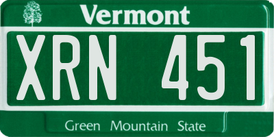 VT license plate XRN451