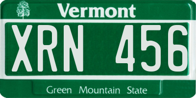VT license plate XRN456