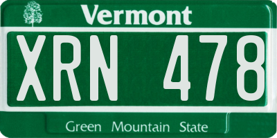 VT license plate XRN478