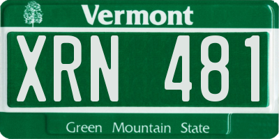 VT license plate XRN481