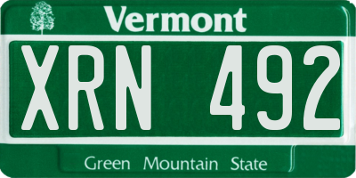 VT license plate XRN492