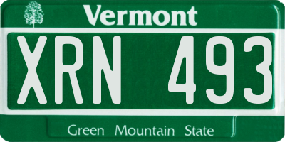 VT license plate XRN493