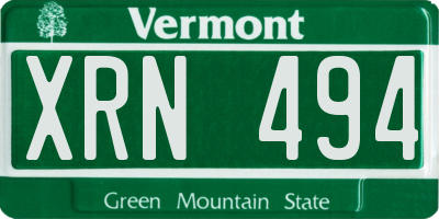 VT license plate XRN494