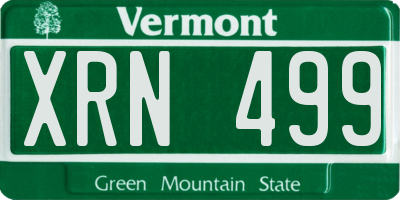 VT license plate XRN499