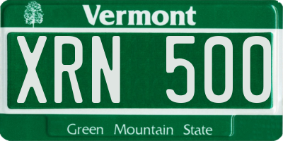 VT license plate XRN500