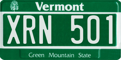 VT license plate XRN501
