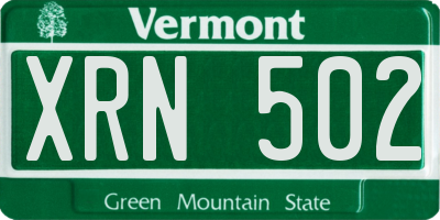 VT license plate XRN502