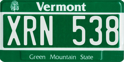 VT license plate XRN538