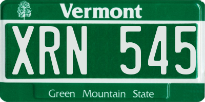 VT license plate XRN545