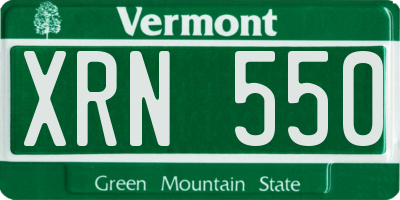 VT license plate XRN550