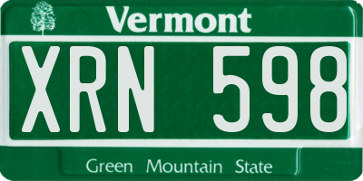 VT license plate XRN598
