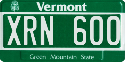 VT license plate XRN600